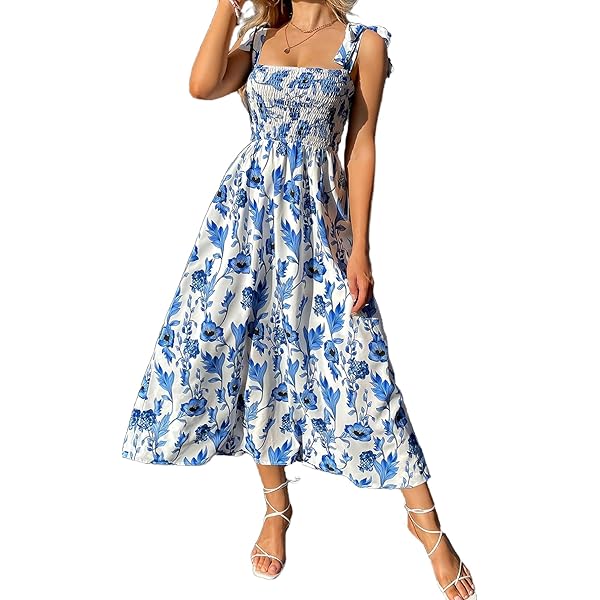 SUMMER Painting floral beauty dress♡ MakeMeChic Women's Summer Floral Dresses 2025 Beach Vacation