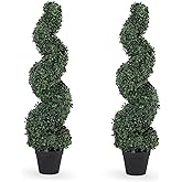 LAIMENNI 3ft Spiral Topiary Trees Artificial Outdoor Set of 2 – UV Resistant Faux Boxwood Plants for Outdoor Planters, Fake Bushes & Shrubs for Front Porch Outside Decor (3 Foot/36 Inch)