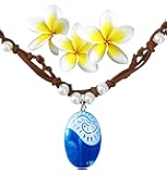 Moana Halskette für Kinder Mädchen Frauen Blaue Anhänger Handgefertigte Webart Seil Kette