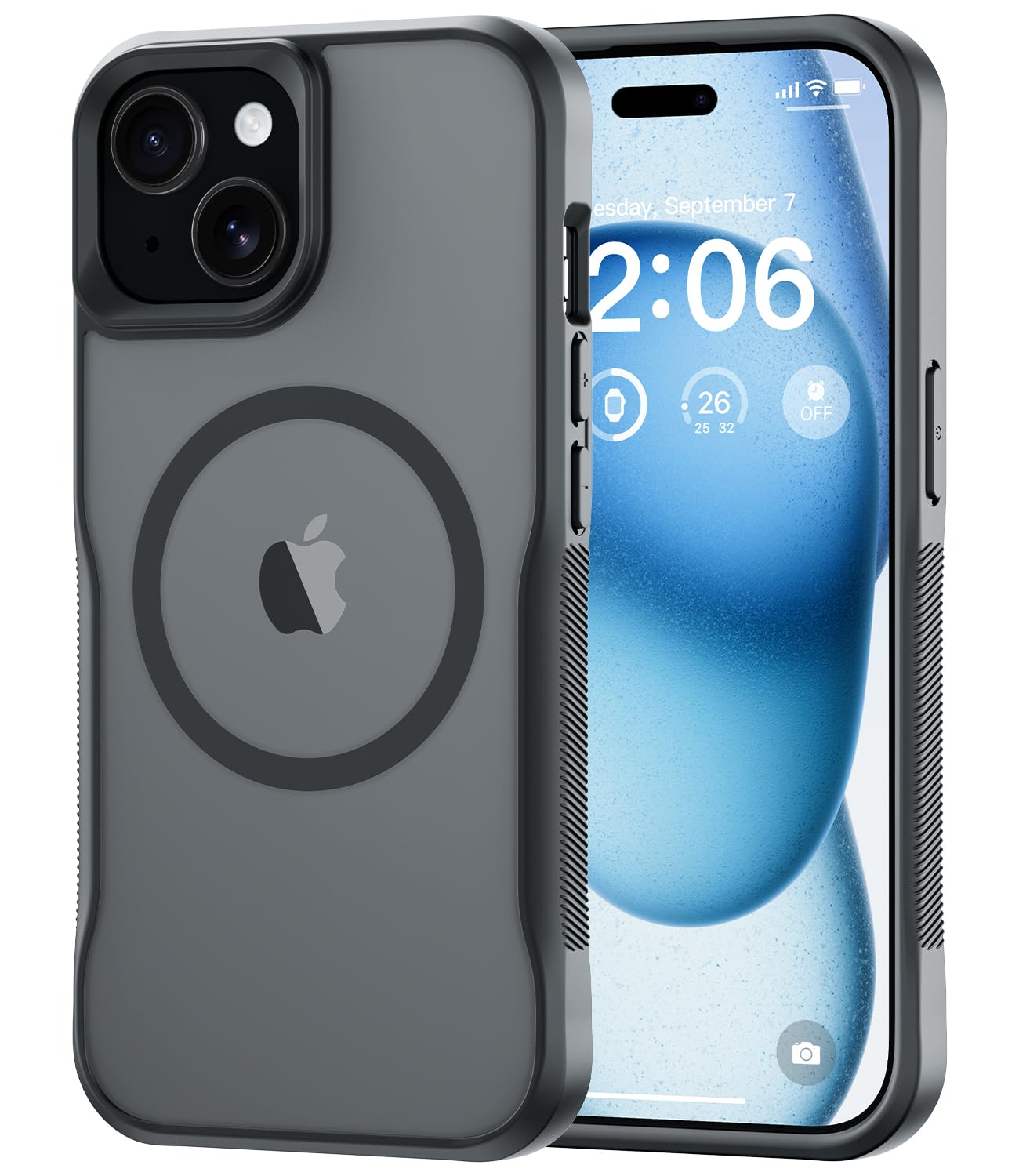 Diverbox for iPhone 15 Case,Compatible with MagSafe,Translucent Matte Shockproof Anti-Slip Anti-Fingerprint Pocket-Friendly Phone Case for iPhone 15 (Gray)