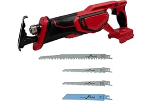 RAYLEEY Cordless Reciprocating Saw Compatible MILWAUKEE 18V LI-ION Battery.Electric Sierra Recíproca With Brushless Motor And 4 Blades、Tools-Free Blades Install.0-3500RPM Recipro sawzall For Wood/Metal/PVC.