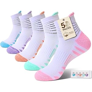 IRAMY Women Cotton Compression Ankle Support Socks Breathable Cushion Athletic Running Socks For Swelling Fatigue Circulation