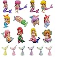 JKanruh 18 Pcs Miniature Mermaid Figurines - Mini Mermaid & Tail Figurines for Cake Decoration, Home Terrarium Decoration & DIY Crafts