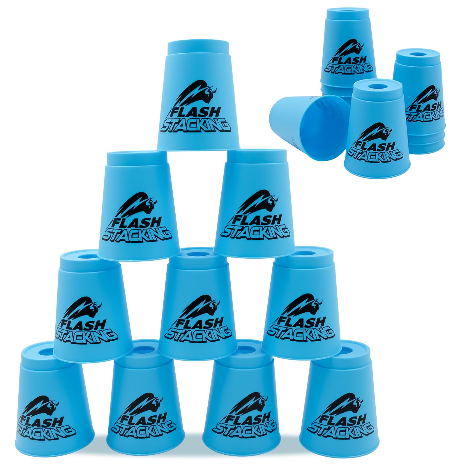AMJKEJI 12 Pcs Speed Stacking Cups, Sports Stacking Cups, Quick Stack Cup for Adult Develop Hand-eye Coordination, Enhance Concentration, Cultivate Patience and Perseverance (Blue)