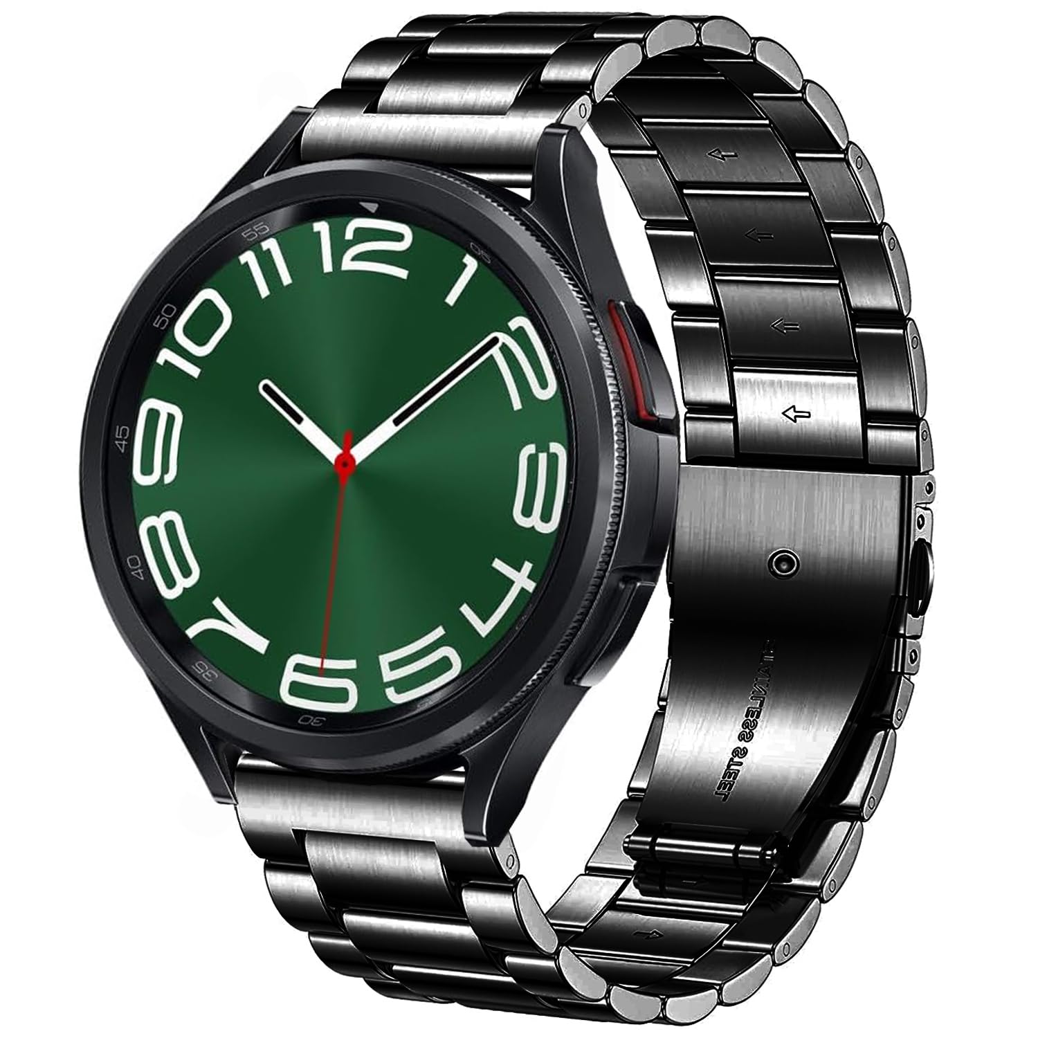 DEALELE Compatible with Samsung Galaxy Watch 6 / 6 Classic / 5 / 5 Pro / 4 / 4 Classic / 3 41mm / Active 2, 20mm Stainless Steel Metal Replacement Strap for Huawei GT2 42mm / GT3 42mm, Black