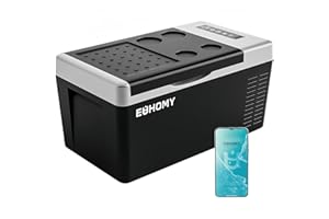 EUHOMY 12 Volt Refrigerator, 19 QT Compressor Electric Cooler with APP Control, Car Fridge -4℉~68℉, Portable Refrigerator 12/