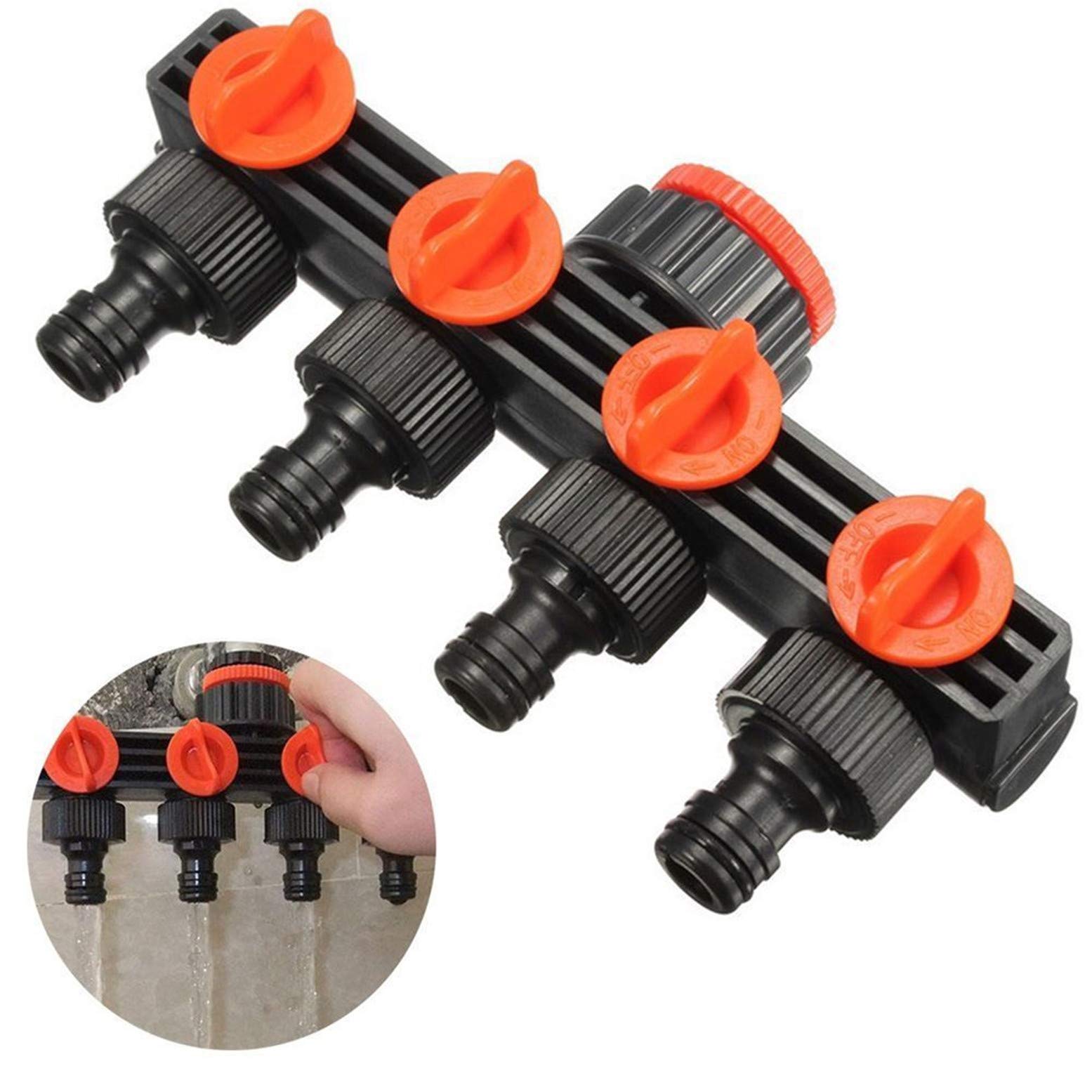 Holzsammlung 4 Way Water Distributor Hose Spliter Garden Hose Connector Y Connector Tap Water Splitter