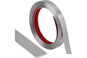 Lunghaa Peel and Stick Finish Molding Trim, Flexible Decoration Strip for Wall Tile Edge, Mirror, Cabinet, Furniture and DIY Home Decoration (Brushed Silver, 16.4 ft x 0.4 in)