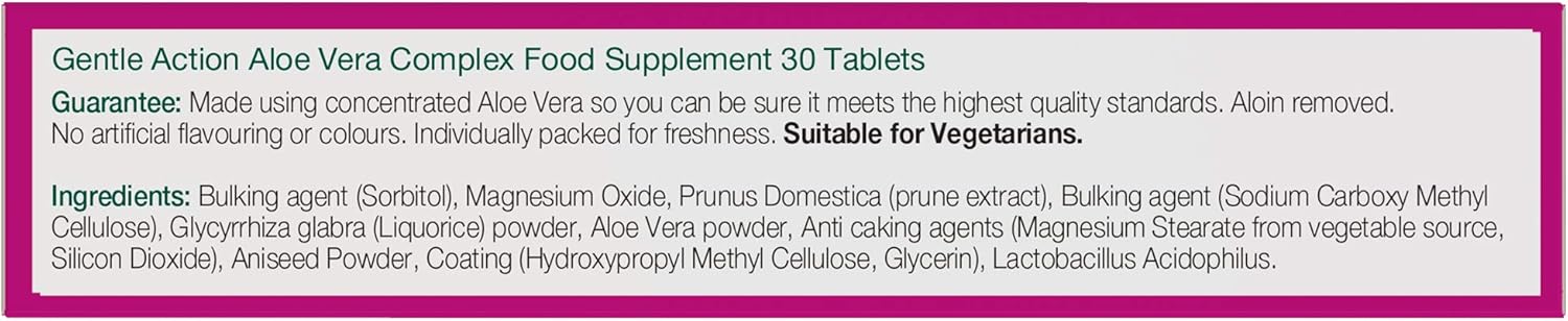 Aloe Pura Aloe Vera Gentle Action Complex Tablets , Natural , Vegetarian , Cruelty Free , Food Supplement, Botanical Blend , 30 Tablets - Image 4