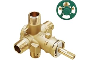 SDEAUP 2510 Shower Valve, Compatible with Moen Posi-temp Shower Valve Replacement, 4 Port 1/2-Inch Connection, Male Threaded, Brass, Adjustable Water Temperature, fits for Bathtub and Shower