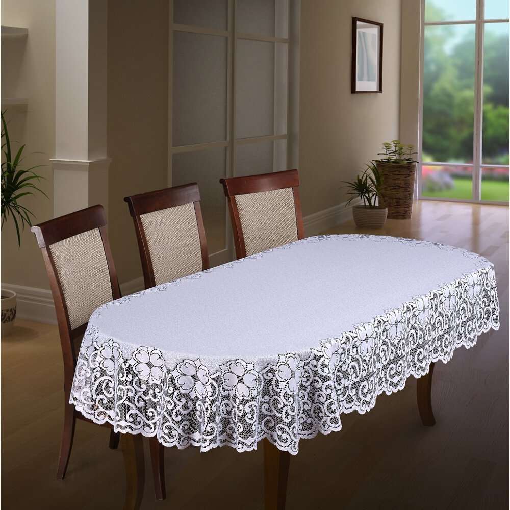 MforStyle Oval Lace Tablecloth White Large or Medium Premium Quality(55" x 86.6" (140cm x 220cm))
