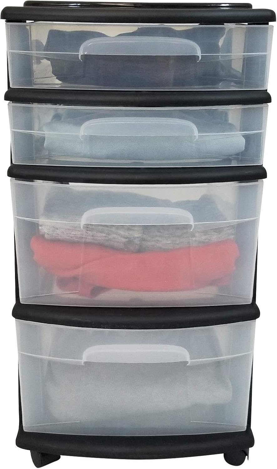 HOMZ 05564BKDC.01 4 Storage Cart, Set of 1, Black Frame/Clear Drawers: Home & Kitchen