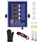 Commercial Kitchen Timer for Cooking, 4 Channel Timer Restaurant Kitchen Supplies, Heavy-Duty Timer - Stainless Steel | Digital LED Technology | Reminder Function | Loud Alarm