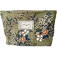 Cosmetic Bags for Women Makeup Bag Large Capacity Purse Travel Toiletry Zipper Storage Pouch Make up Brushes Organizer for Gifts (Plant Flowers, Dark Green)