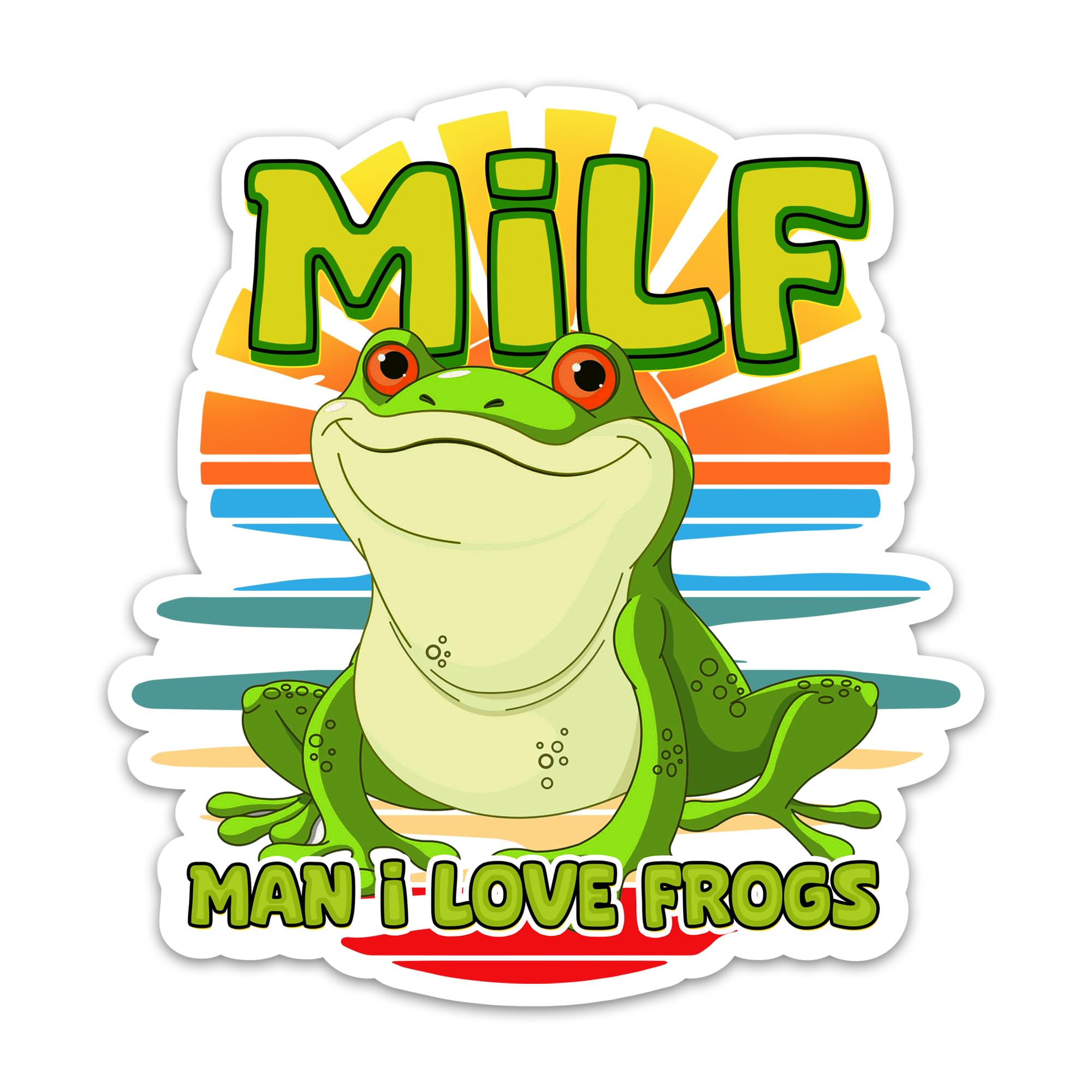 Photo 1 of (3PCs) Milf Man I Love Frogs 3" Sticker, Adult Joke Humor Frog Lover Stickers Meme Vinyl Water Assistant Decals for Laptop Tumbler Phone Scrapbook Journal Toolbox (3 Inches)