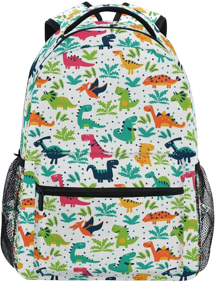 Mouthdodo Cute Dinosaurs Backpack Colorful Animal Polka Dot Bookbag