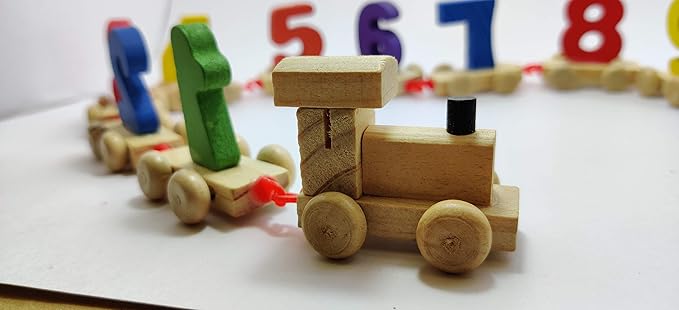 ZeroOneCraft Wooden Digital Colourful Train, Educational Model Vehicle Toys , Vehicle Pattern 0 to 9 Number, Educational Learning Toys