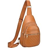 SUIKIHUM Mini Sling Bag, PU Leather Convertible Cross Body Bags, Lightweight One Strap Casual Pack for Women Men Hiking Cycling Sports(Brown)