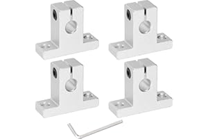 uxcell 4pcs SK8 Aluminum Linear Rod Rail Shaft Support for 8mm Diameter Shaft, Linear Motion Rail Guides Mounting Bracket wit
