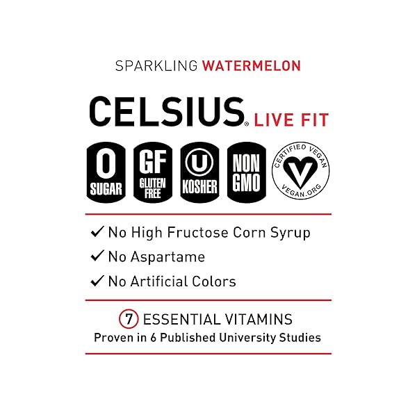 CELSIUS SPARKLING WATERMELON, FUNCTIONAL ESSENTIAL ENERGY DRINK 12 FL OZ (PACK OF 12)