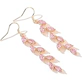 GAOKOXI Cubic Zirconia Wedding Earrings for Bridal Bridesmaid Rhinestone Dangle Earrings Crystal Drop Earrings for Women Prom Party Jewelry Gifts