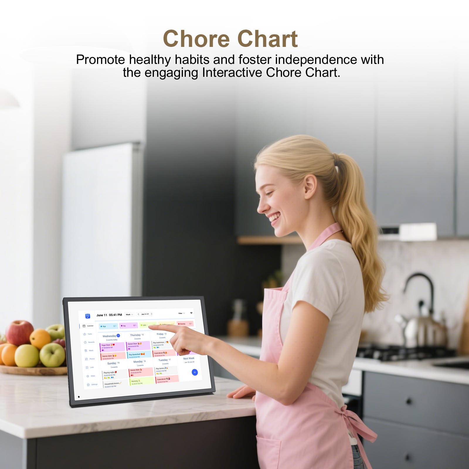 10.1 inch Wall Planner Digital Calendar & Chore Chart,Smart Touchscreen Interactive Display for Family Schedules,Hearth Display Digital Calendar, Digital Photo Frame Share Moments from Anywhere