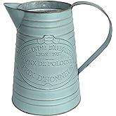 APSOONSELL Shabby Chic Metal Jug Vase Pitcher Flower Holder for Home Decoration