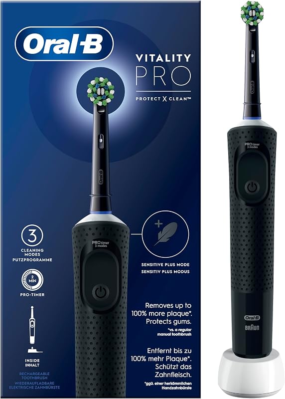 Spazzolino Elettrico Vitality Pro, Nero, 1 Testina