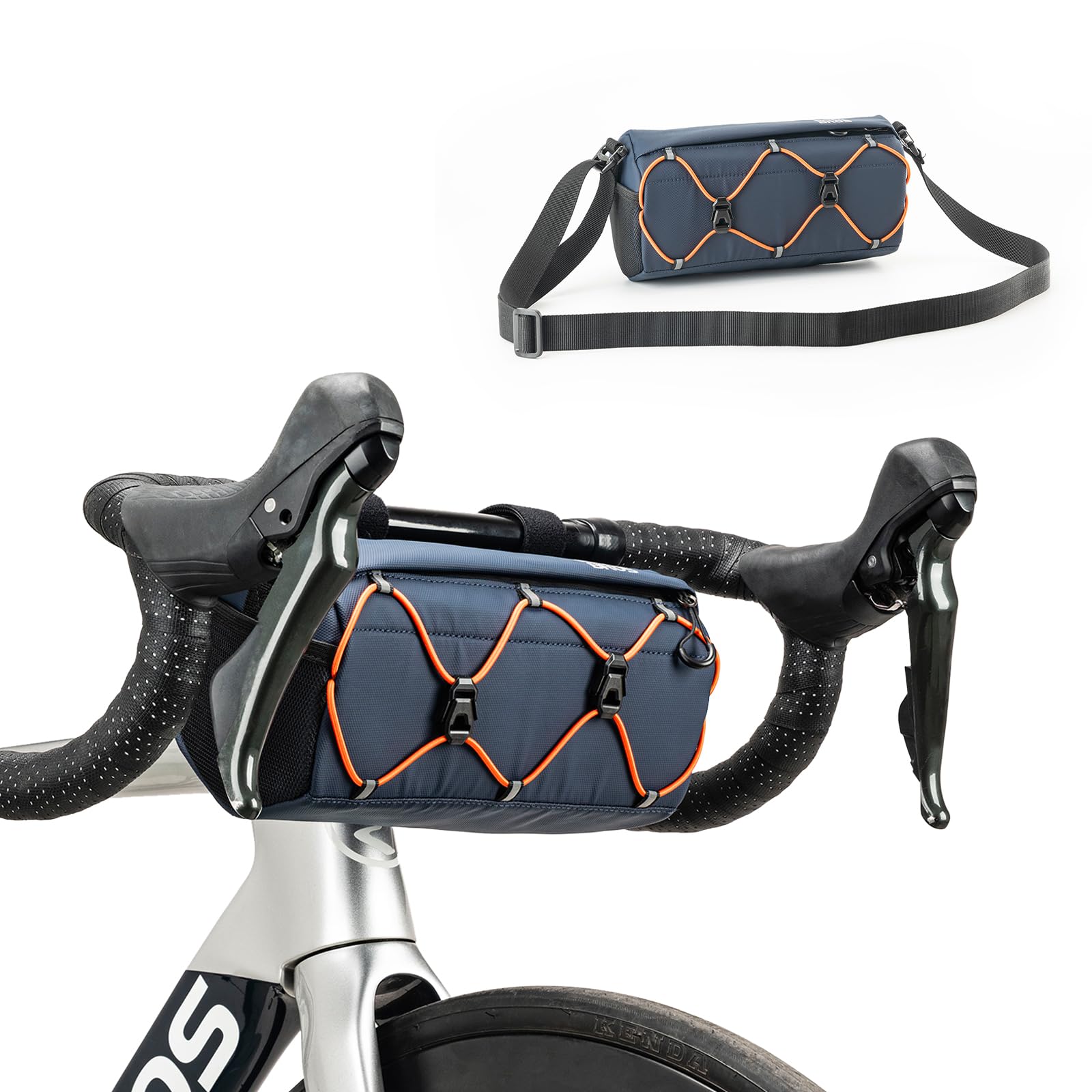 ROCKBROS Bicycle Handlebar Bag, Bicycle Front Pouch for Mountain Bikes and Racing Bikes, Shoulder Bag Storage Pouch with Shoulder Strap Cycling Roll Pack