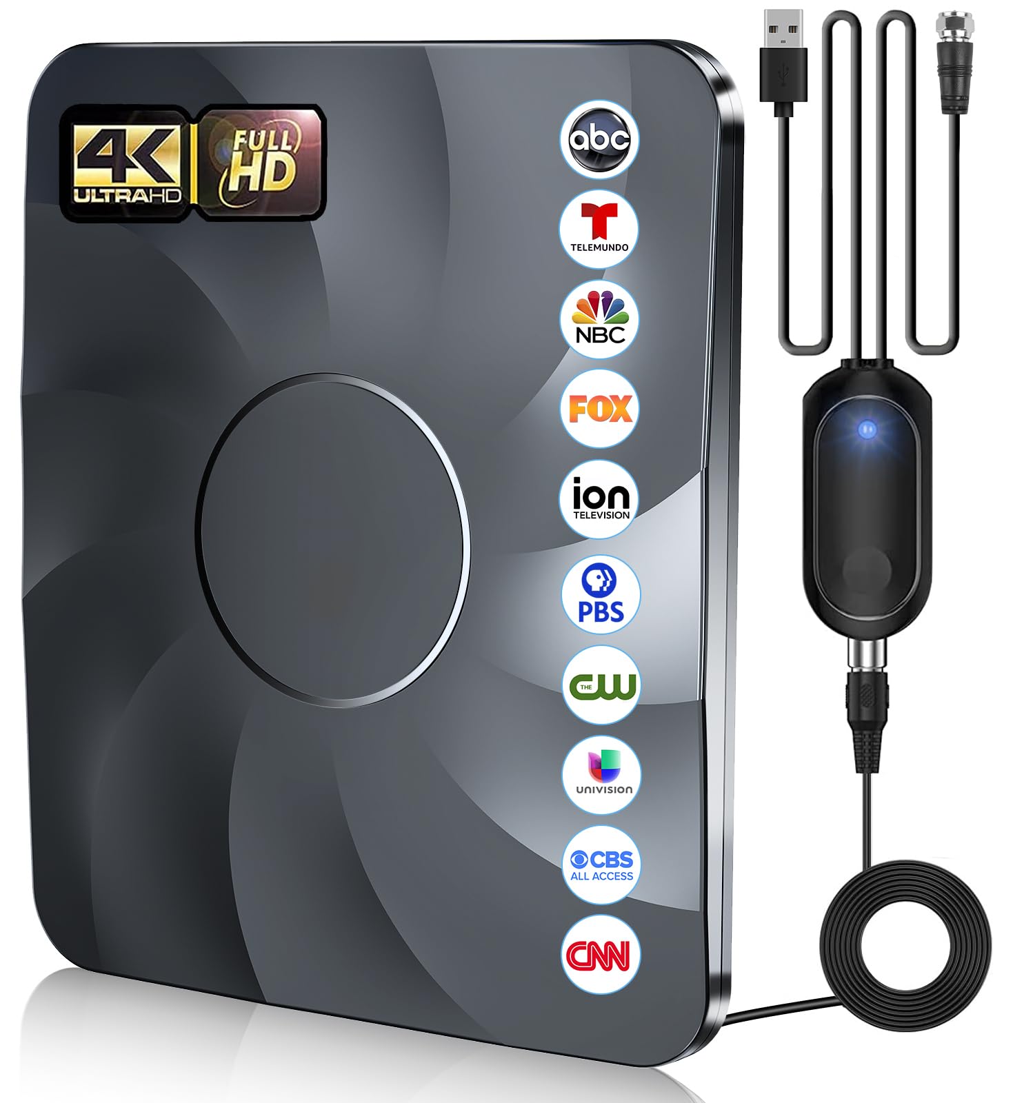 Photo 1 of 2024 Digital TV Antenna for Smart TVs - 1100+ Miles Indoor/Outdoor HDTV Antenna for Local Channels, 4K 1080P Support With Signal Amplifier & Thick Coaxial Cable