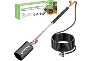 QUANIE Propane Torch Weed Burner Kit, Blow Torch High Output 1,800,000 BTU with Self Igniter and Flame Control,Heavy Duty Flamethrower with 10FT Hose for Weeding,Roof Asphalt,Ice Snow,Road Marking,Charcoal