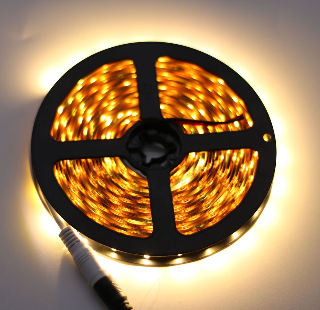 Led Strip Lights 19.6ft/6M Non-waterproof Flexible 360leds Warm White Bed Night Lights Touch Sensor Lighing Kit Manual Bright/Dim Decorate for Mirror cabinets Bed ,Tender Light