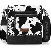 Montana West Crossbody Bags for Women with Dual Compartments Western Cross Body Purse with Leopard Print Guitar Strap