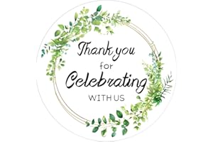 Cwzidyq 120 Pcs Thank You Stickers, 2 Inch Thank You for Celebrating with Us Stickers, Party Favors Labels for Wedding, Birthday, Anniversaries, Envelope Seals (Greenery)