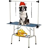 SUNCOO 48 Inch Portable Pet Dog Grooming Table for Large Dogs Professional Foldable Drying Trimming Table, Heavy Duty Stainle