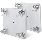 2-Pack 12" X 12" Aluminum Base Plates for F34 Lighting Truss and DJ Stages | Fits 11.42-inch F34 truss, 8 connector sets for DJ stages, concerts, weddings, birthday displays and events