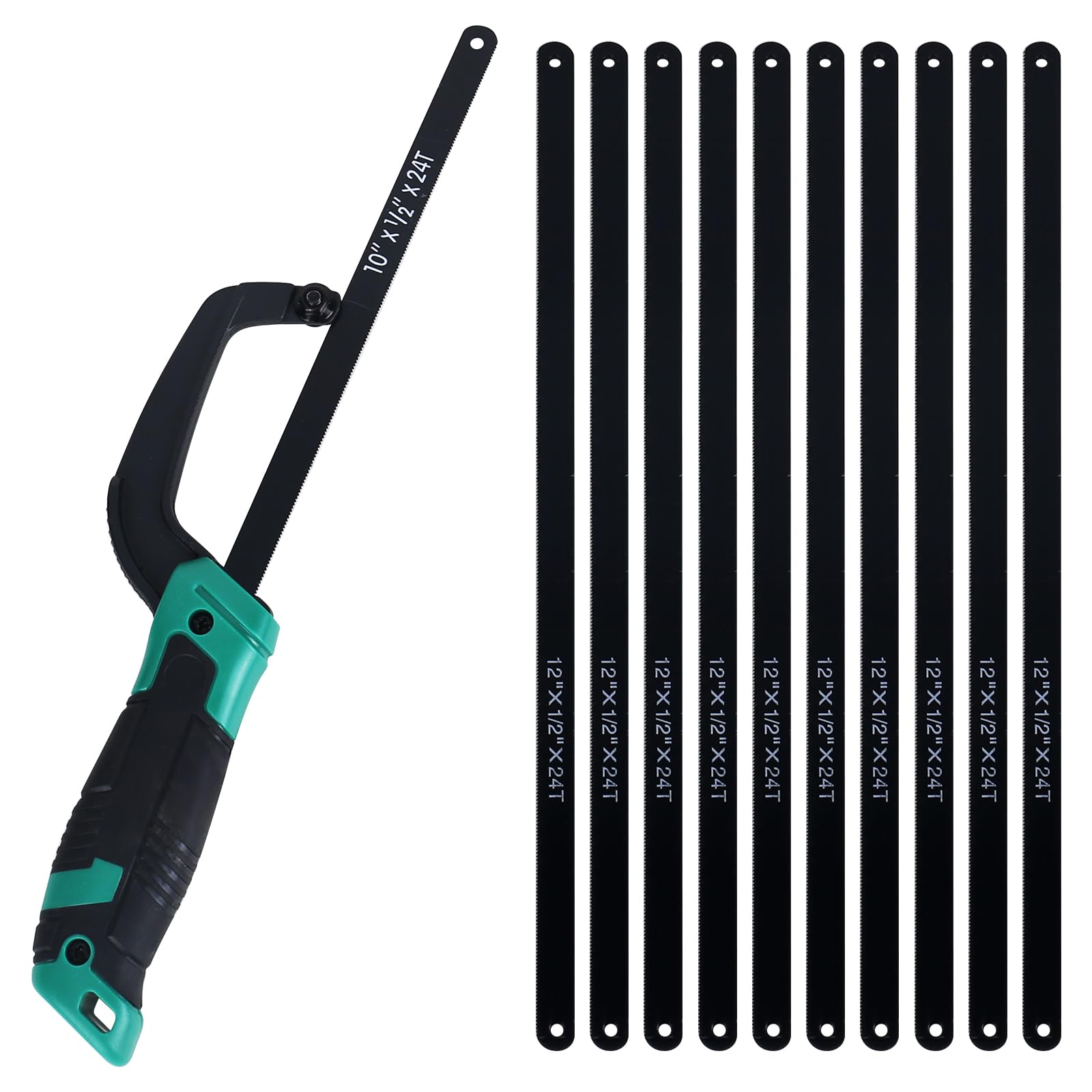 Mini Hacksaw Flexible, Adjustable Mini Metal Saw, Multifunctional Hand Saw, Handheld Hacksaw, Universal Metal Hacksaw, Small Hack Saw with10 Saw Blades for Plastic PVC Pipe Tile and Wood Cutting