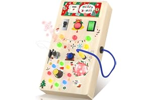 ANEVIT Montessori Toddler Busy Board, Toddler Toys with Music and LED Light Switches, Wooden Sensory Toys Light Switch Toys Travel Toys, Toys for 1 2 3 Years Old Baby and Toddler
