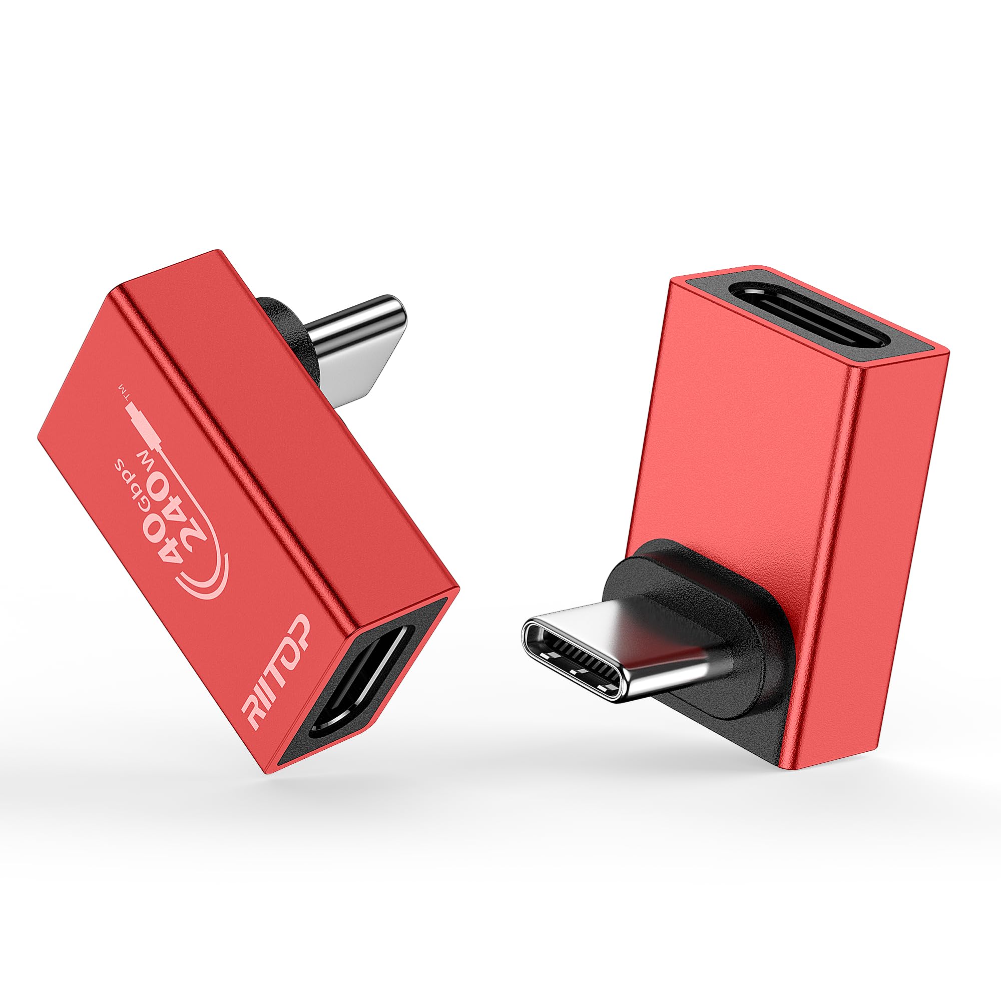 RIITOP USB C 90 Degree Angle Adapter 240W USB4 C Male to Female Connector 40Gbps Data, PD Charging Compatile with Thunderbolt 4 for MacBook Pro, Tablet, ROG Ally, Steam Deck and More [2-Pack]
