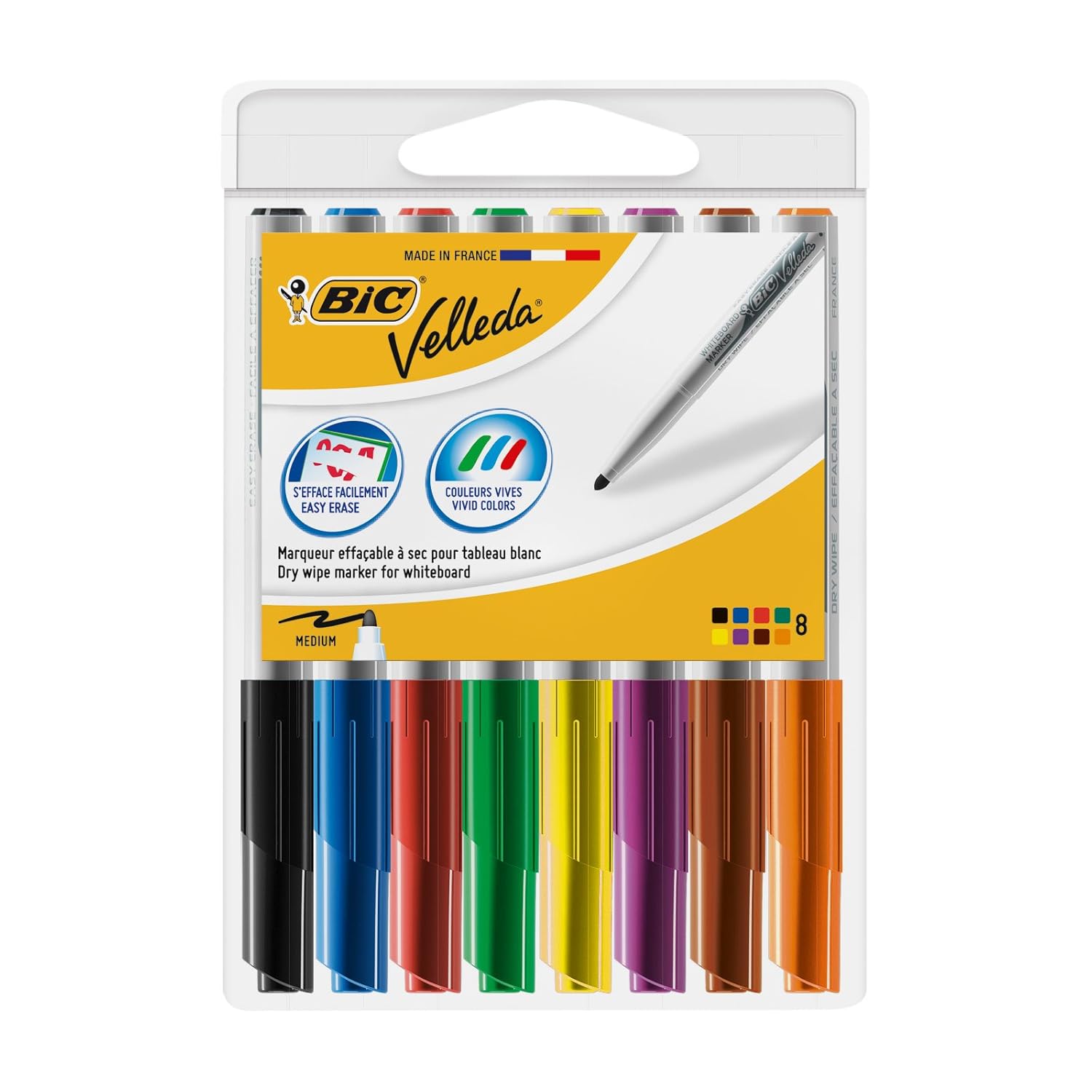 Bic Velleda Rotuladores multicolor para pizarra blanca de borrado fácil trazo medio
