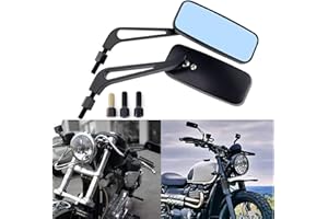 YOUNDERM Motorcycle 8mm 10mm Rectangle Rear View Side Mirrors for Cruiser Chopper Honda Yamaha Suzuki-Black (black)