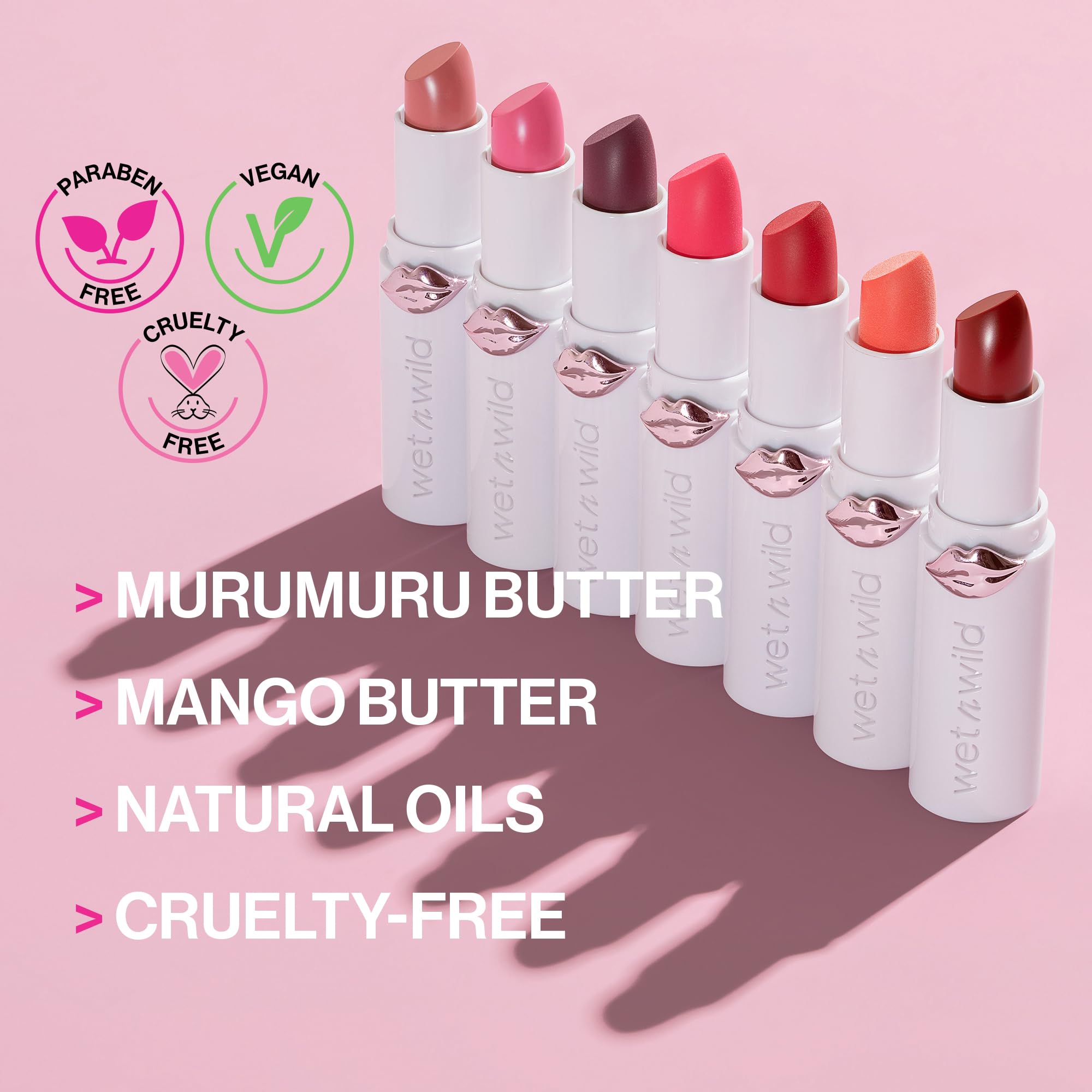 wet n wild Mega Last High-Shine Lipstick Lip Color, Infused with Seed Oils For a Nourishing High-Shine, Buildable & Blendable Creamy Color, Cruelty-Free & Vegan - Rosé And Slay