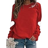 BEIDEFY Valentine Sweatshirt for Womens Heart Love Valentines Long Sleeve Shirts Casual Round Neck Pullover Top