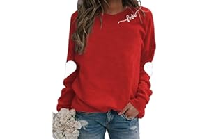 BEIDEFY Valentine's Day Sweatshirt for Women Heart Love Valentines Long Sleeve Shirts Casual Round Neck Pullover Top