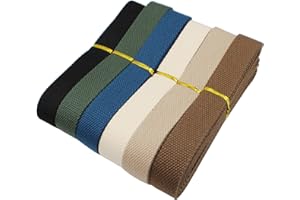 Dortrue Heavy Cotton Webbing 1 Inch Wide 18 Yard Polyester Cotton Webbing Strap for Webbing Bag Handles, Bag Strap,Tote Bag Webbing，Cloth Belt,Making Outdoor Supplies (Mixed Colors, 6×3Y)