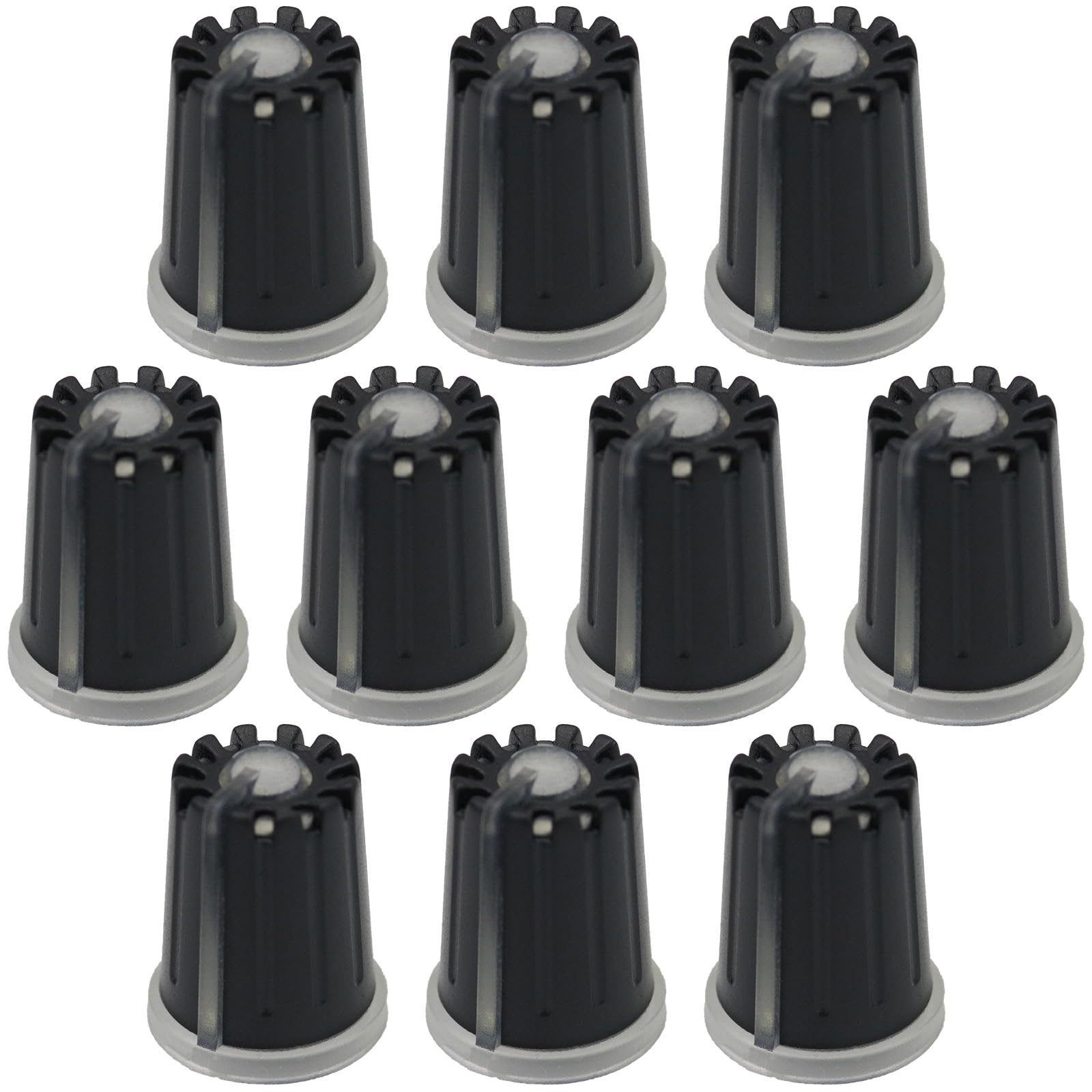 6mm Splined Hole Plastic Castle Style Control Knob Pack of 10 (Translucent)