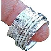 Kanika Jewelry Trove Plain Hammered Spinner Band Rings, Anxiety Ring, 925 Sterling Silver Spinner Band Rings for Women, Gift Ring