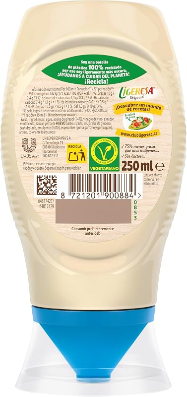Molho Boca Abaixo 60% menos gordura Original Adequado para vegetarianos 250 ml