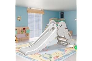 GENERIC Kid Slide for Toddler, Baby Slide for Toddlers Indoor and Outdoor Freestanding Slide Easy Assemble Children Climber Playground for Kids (Pet Duck-Grey White)