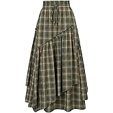 Scarlet Darkness Long Skirts for Women Renaissance Costume Pirate Maxi Skirt Plus Size with Pockets